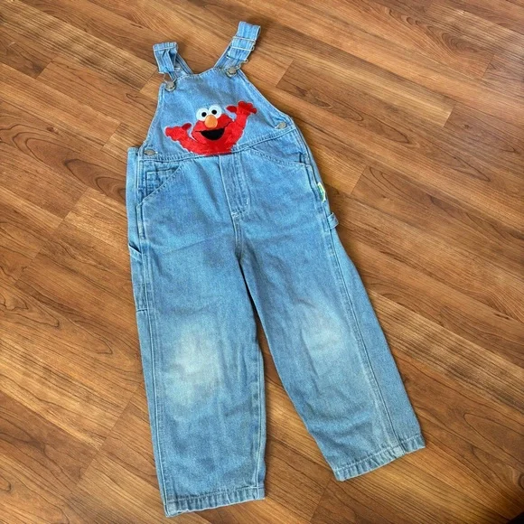 Vintage Sesame Street Elmo Overalls Dungarees Size 3T - Picture 2 of 4